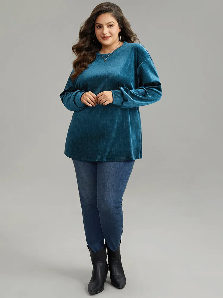 Solid Velvet Round Neck Sweatshirt sold by Bloomchic product image thumbnail 5