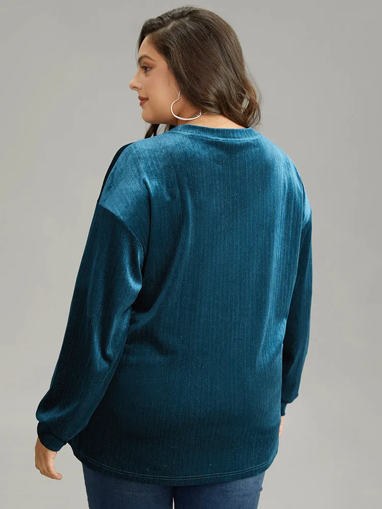 Solid Velvet Round Neck Sweatshirt sold by Bloomchic product image thumbnail 2