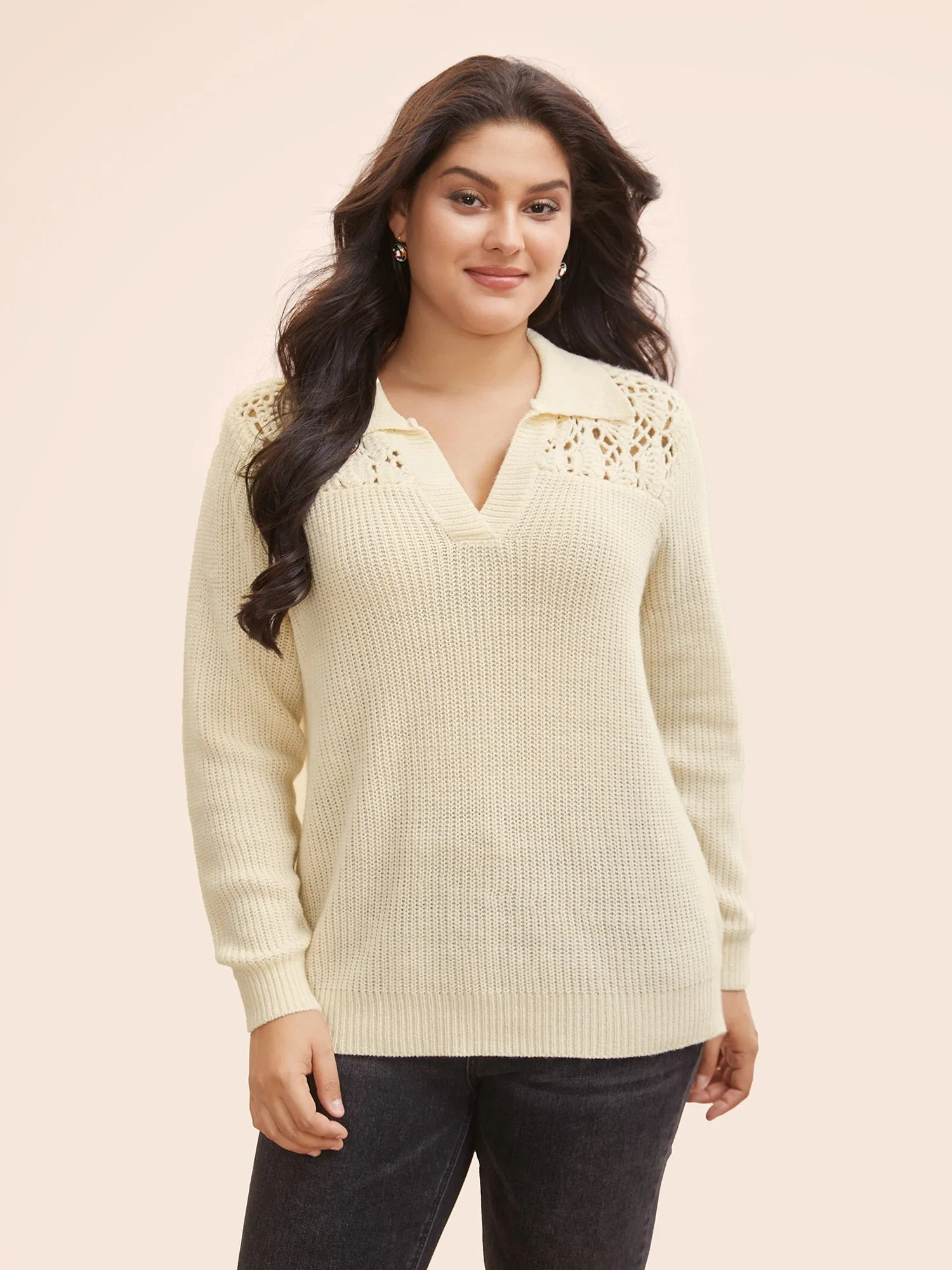 Hand Crocheted Polo Collared Pullover sold by Bloomchic product image thumbnail 3