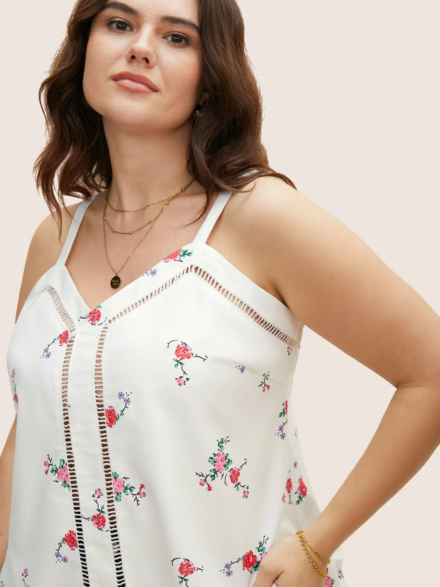 Floral Print Patchwork Cut Out Cami Top sold by Bloomchic product image thumbnail 4