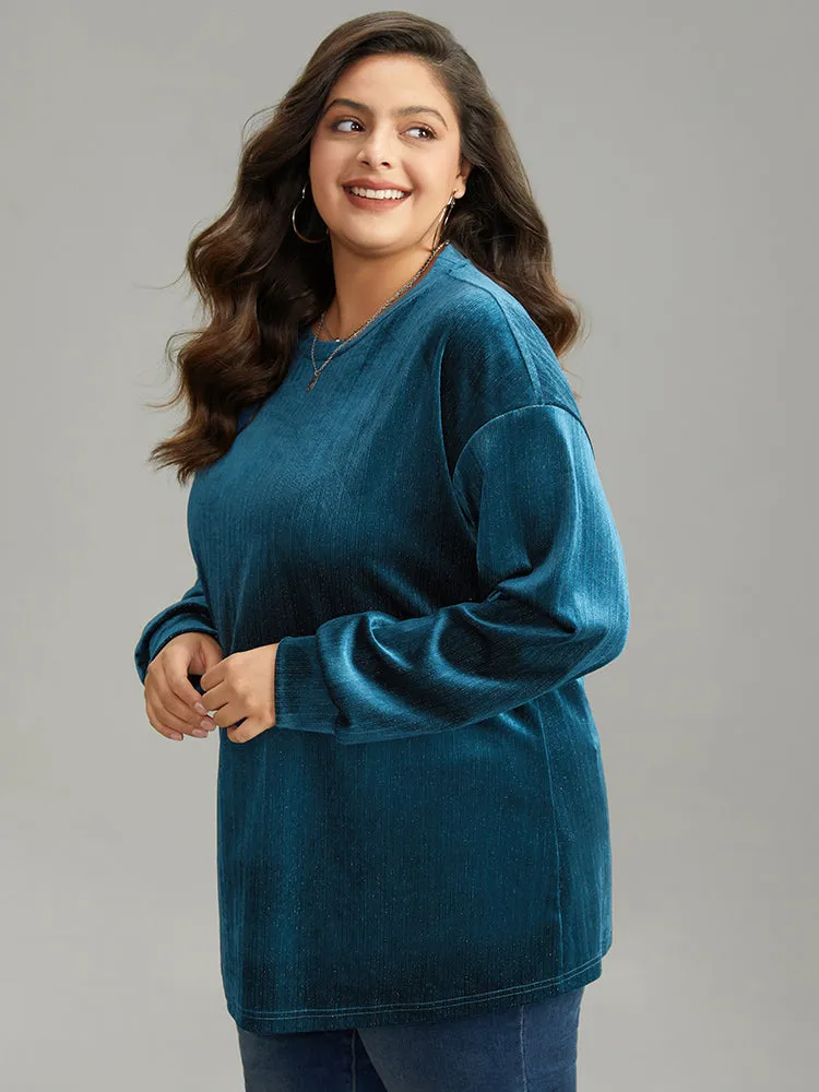 Solid Velvet Round Neck Sweatshirt sold by Bloomchic product image thumbnail 4