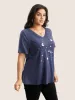 Moon and Star Print V Neck T-shirt sold by Bloomchic