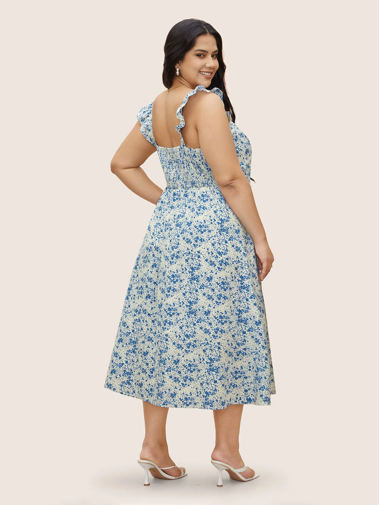 Ditsy Floral Ruffle Trim Side Seam Pocket Dress sold by Bloomchic product image thumbnail 3