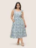 Ditsy Floral Ruffle Trim Side Seam Pocket Dress sold by Bloomchic