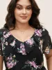 V Neck Floral Chiffon Ruffle Trim Blouse sold by Bloomchic