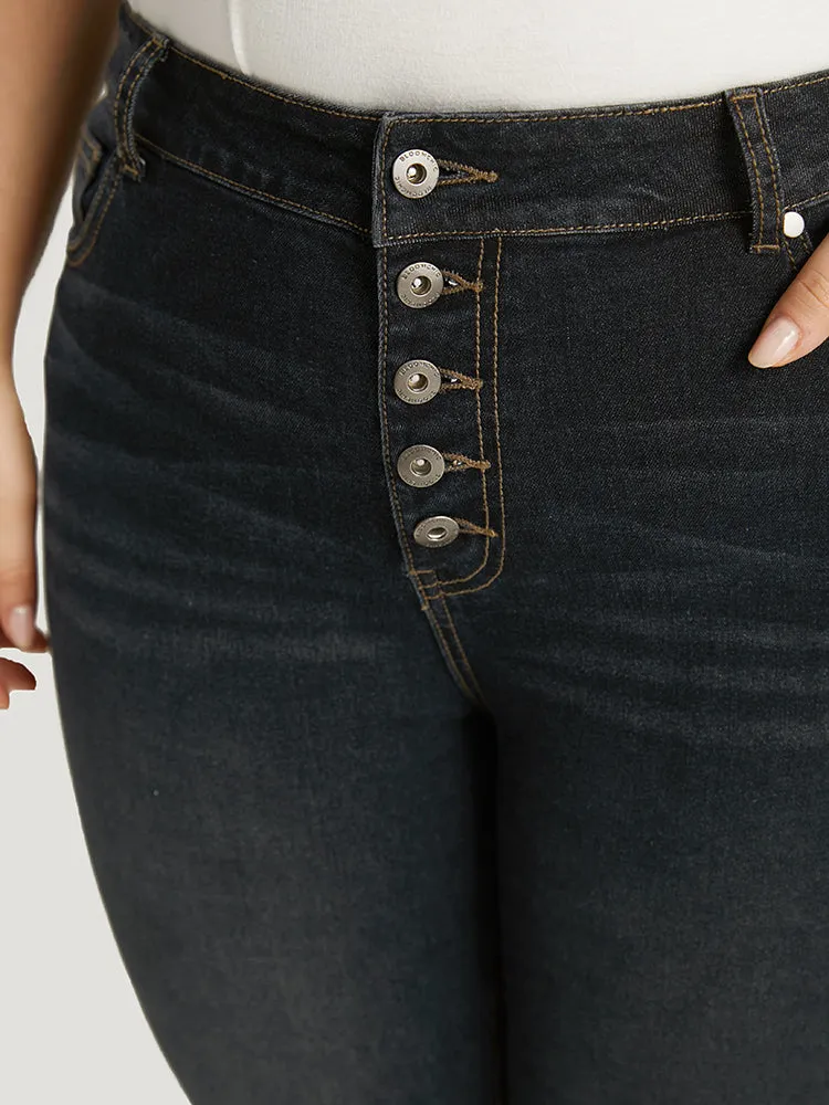 Plain Button Fly Flare Leg Jeans sold by Bloomchic product image thumbnail 5