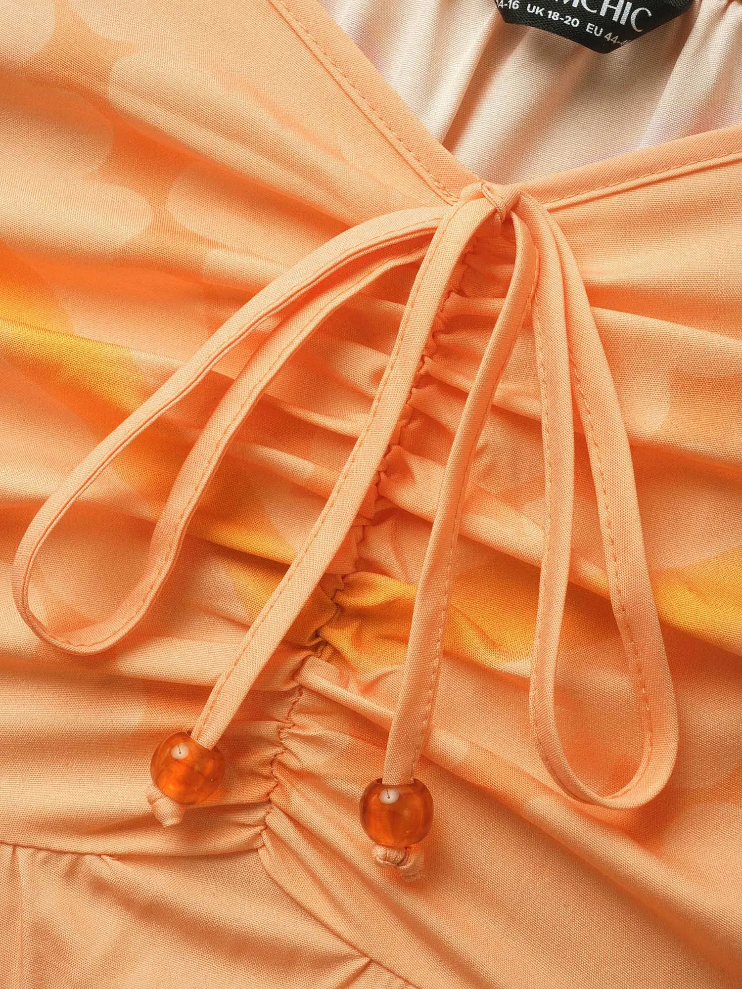 Ombre Coconut Tree Heart Neckline Ruffle Sleeve Blouse sold by Bloomchic product image thumbnail 5