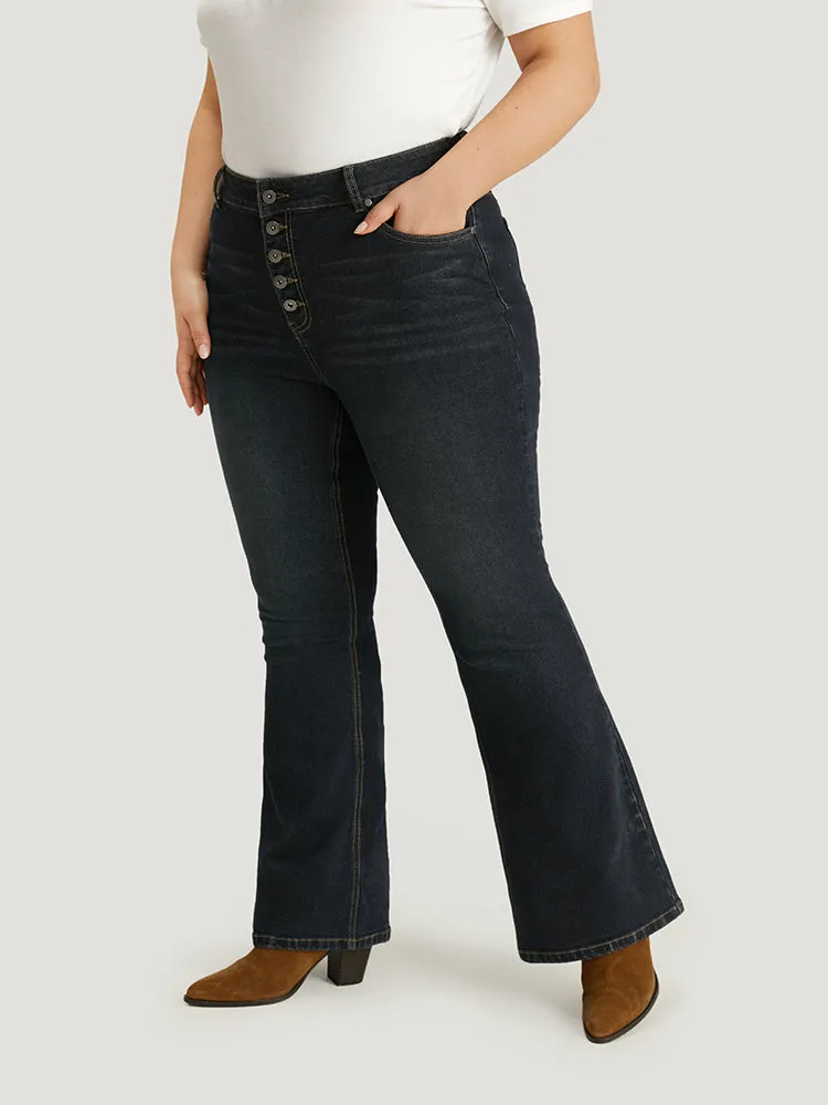 Plain Button Fly Flare Leg Jeans sold by Bloomchic product image thumbnail 3