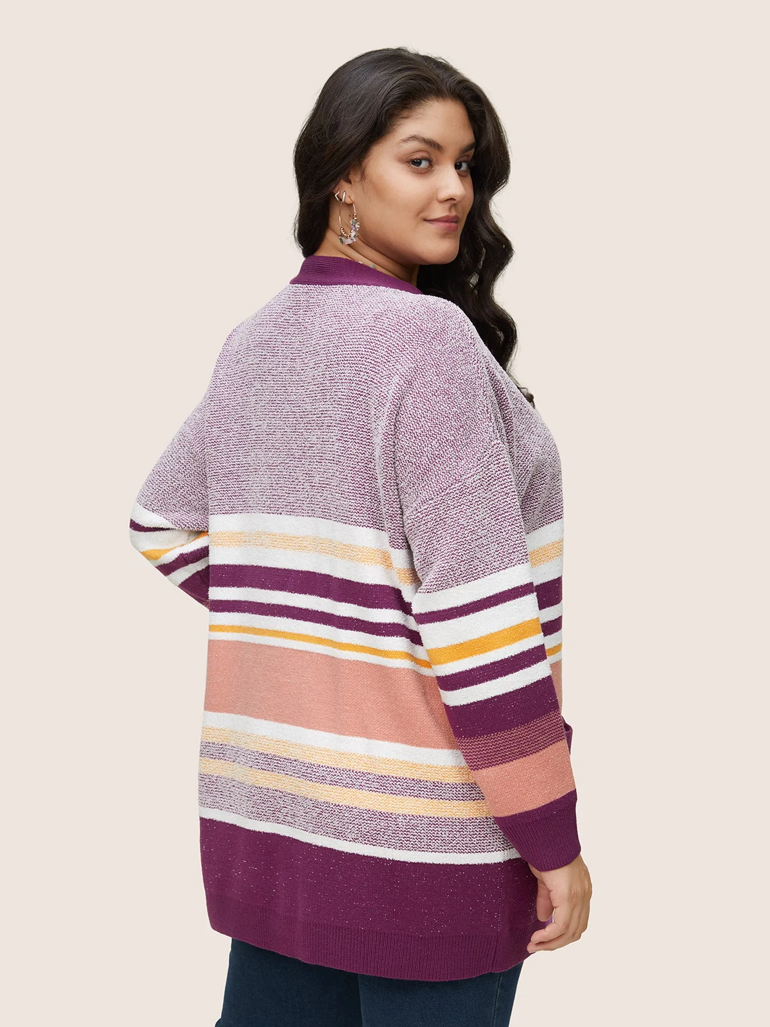 Supersoft Essentials Striped Contrast Open Front Cardigan sold by Bloomchic product image thumbnail 2