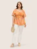 Ombre Coconut Tree Heart Neckline Ruffle Sleeve Blouse sold by Bloomchic