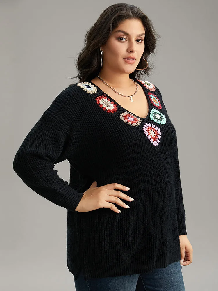 Plain Floral Broderie Anglaise Contrast Pullover sold by Bloomchic product image thumbnail 4