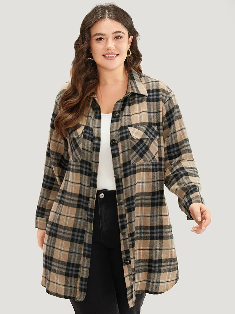 Plaid Flap Pocket Curved Hem Coat sold by Bloomchic product image thumbnail 3