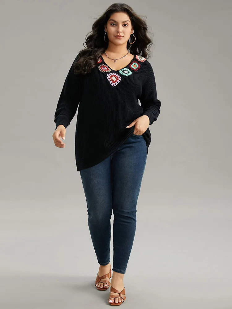 Plain Floral Broderie Anglaise Contrast Pullover sold by Bloomchic product image thumbnail 5