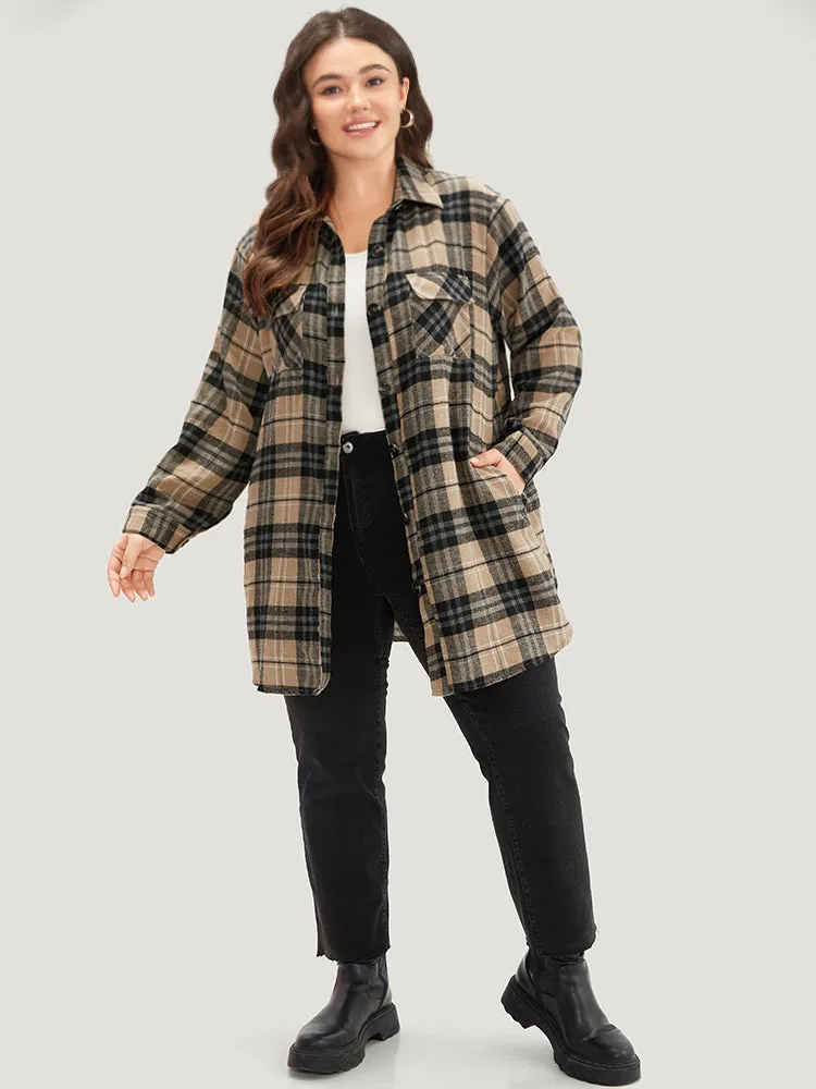 Plaid Flap Pocket Curved Hem Coat sold by Bloomchic product image thumbnail 4