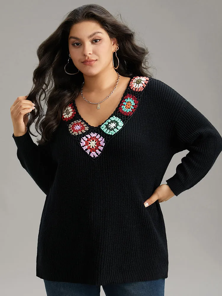 Plain Floral Broderie Anglaise Contrast Pullover sold by Bloomchic product image thumbnail 3