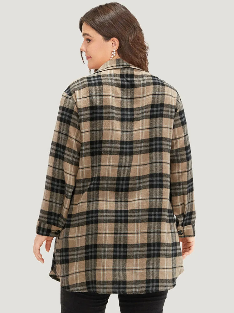Plaid Flap Pocket Curved Hem Coat sold by Bloomchic product image thumbnail 2