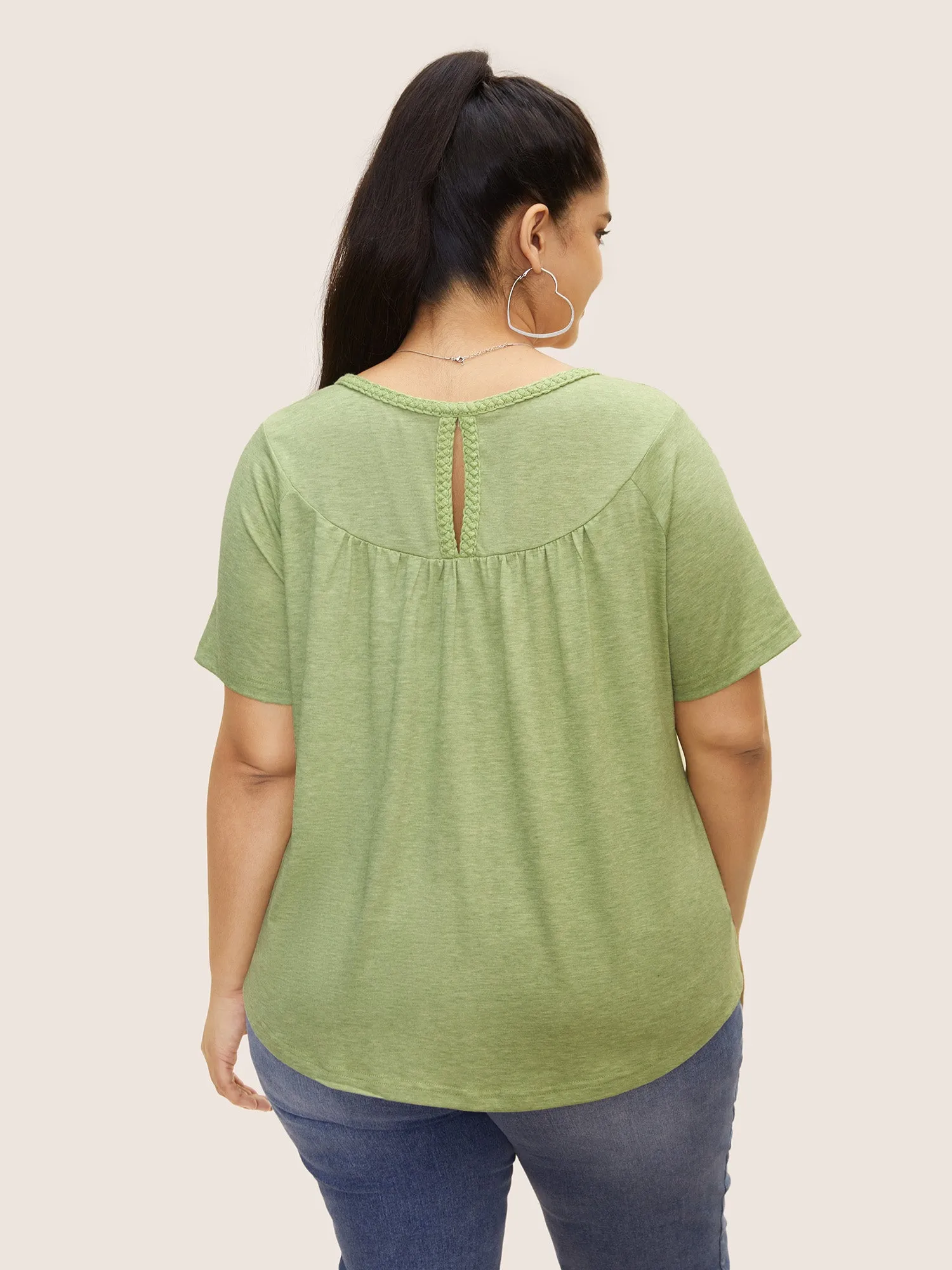 Plait Detail Raglan Sleeve Cut Out T-shirt sold by Bloomchic product image thumbnail 2