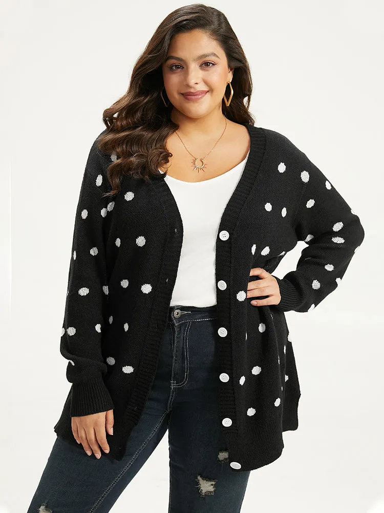 Supersoft Essentials Polka Dot Split Side Cardigan sold by Bloomchic