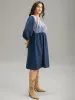 Boho Print Striped Patchwork Lantern Sleeve Dress sold by Bloomchic