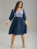 Boho Print Striped Patchwork Lantern Sleeve Dress sold by Bloomchic