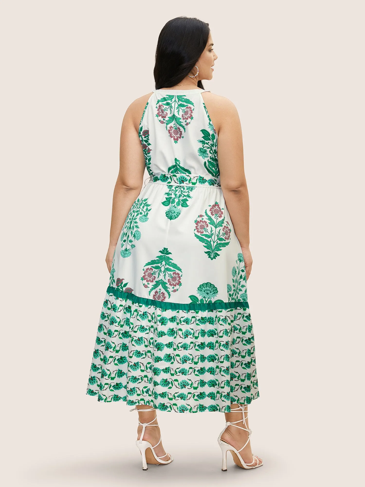 Bandana Print Belted Sleeveless Maxi Dress sold by Bloomchic product image thumbnail 4