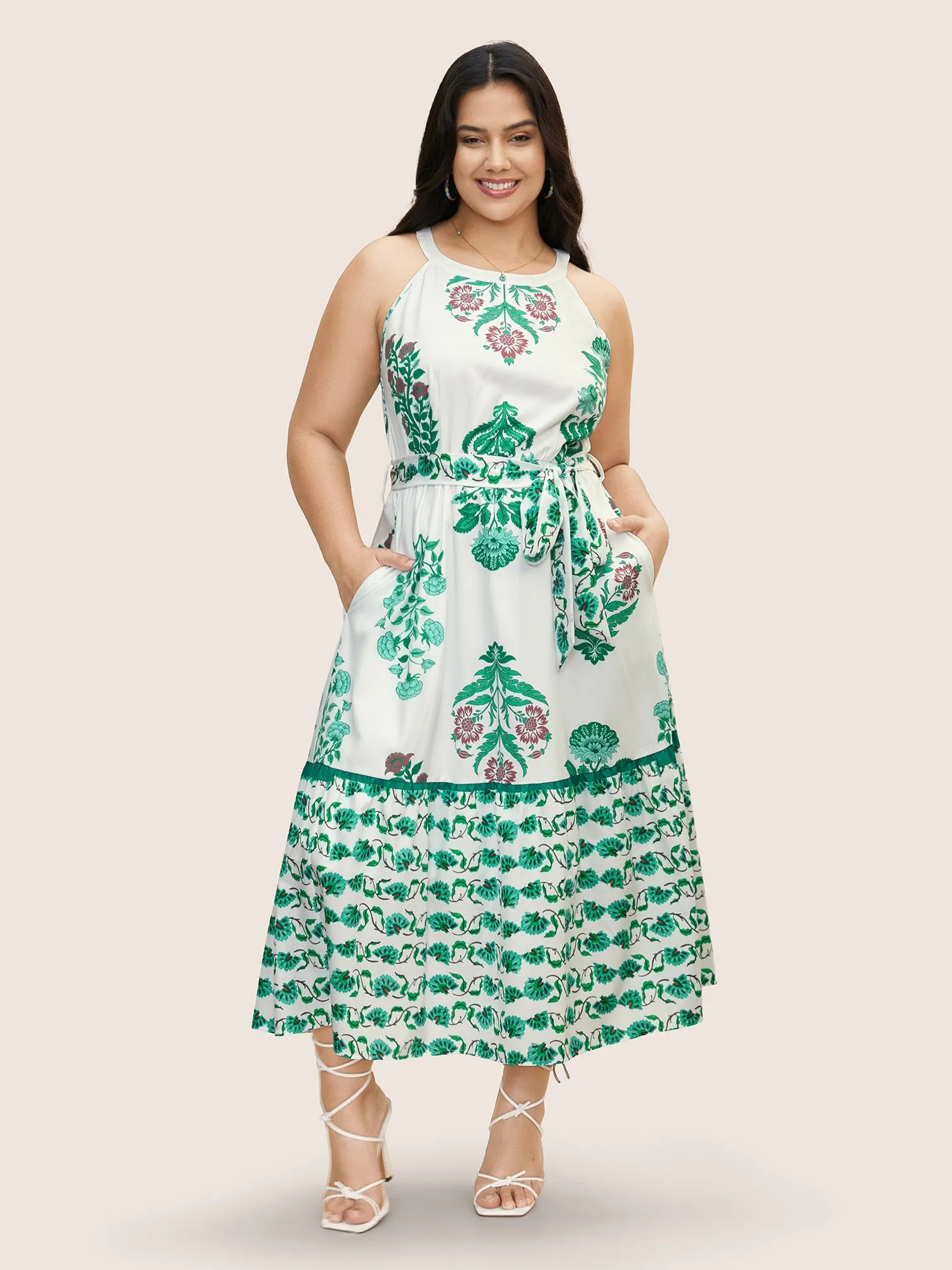 Bandana Print Belted Sleeveless Maxi Dress sold by Bloomchic product image thumbnail 2