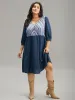 Boho Print Striped Patchwork Lantern Sleeve Dress sold by Bloomchic