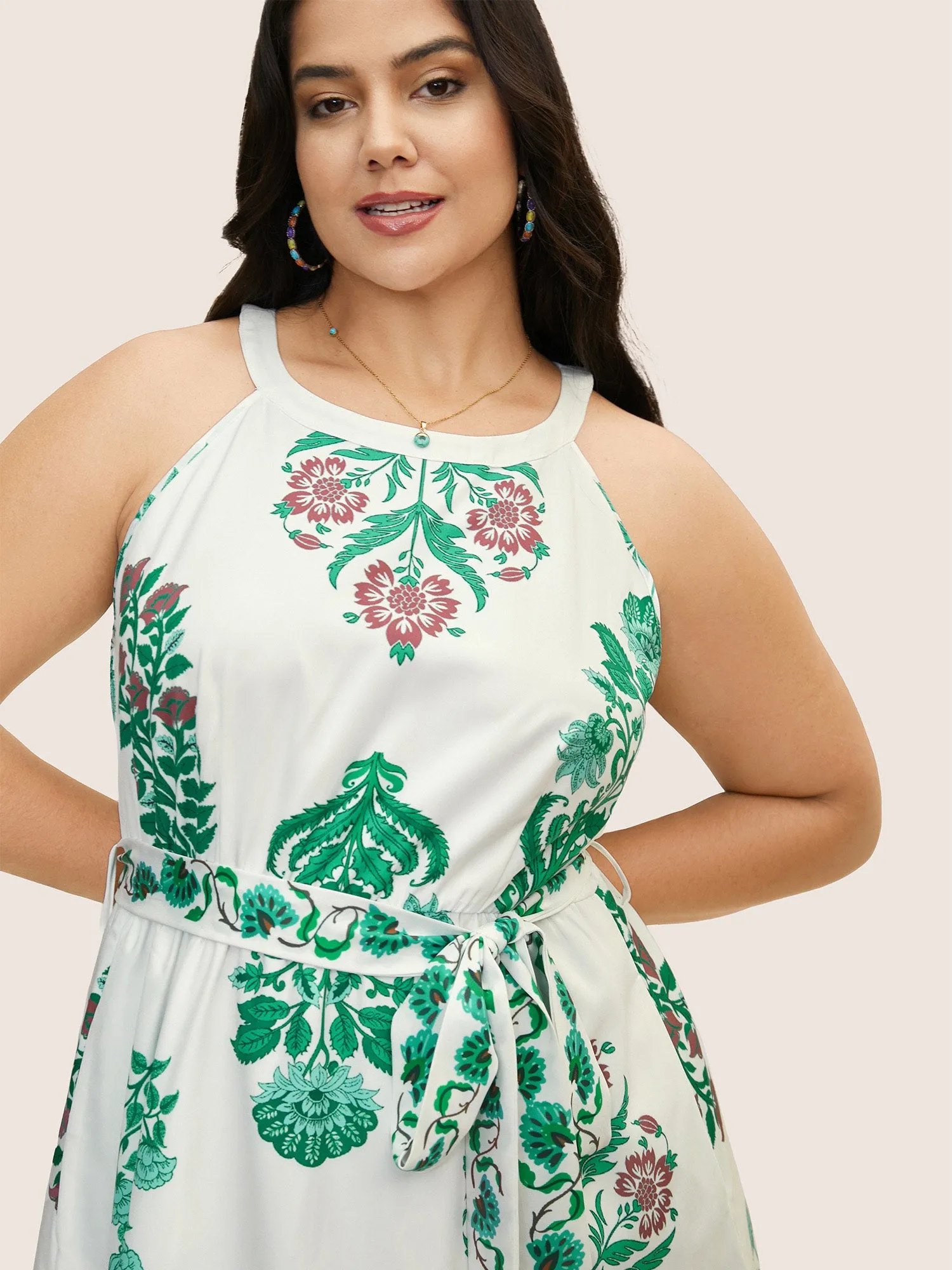 Bandana Print Belted Sleeveless Maxi Dress sold by Bloomchic product image thumbnail 3