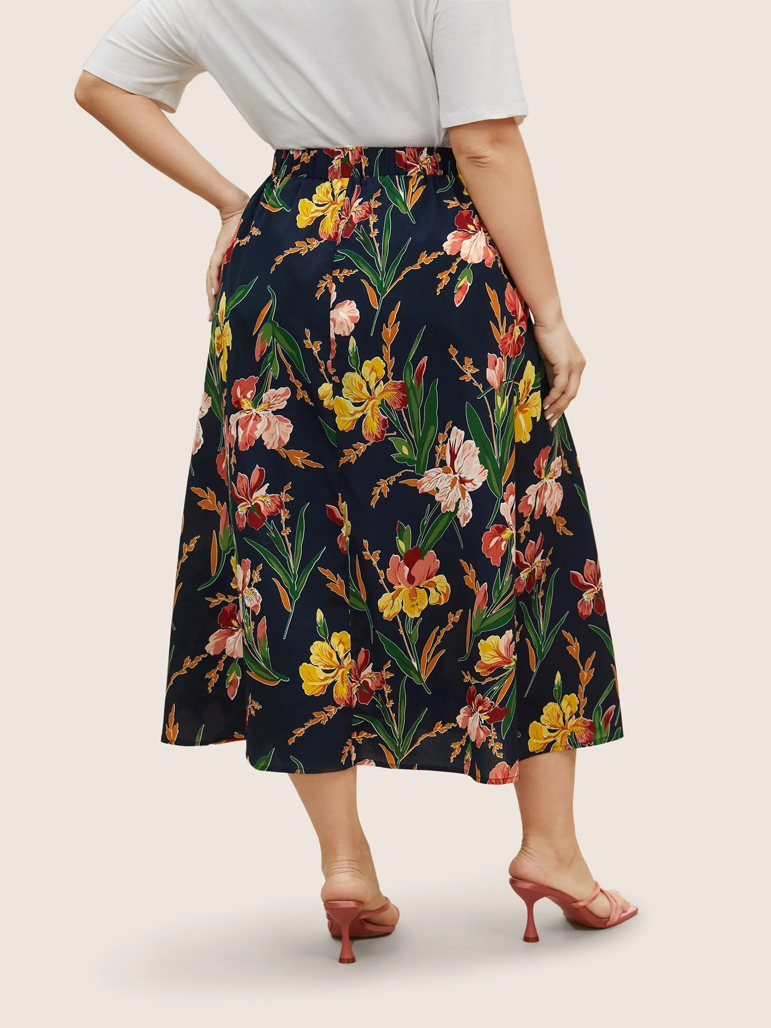 Floral Print Side Seam Pocket Skirt sold by Bloomchic product image thumbnail 3