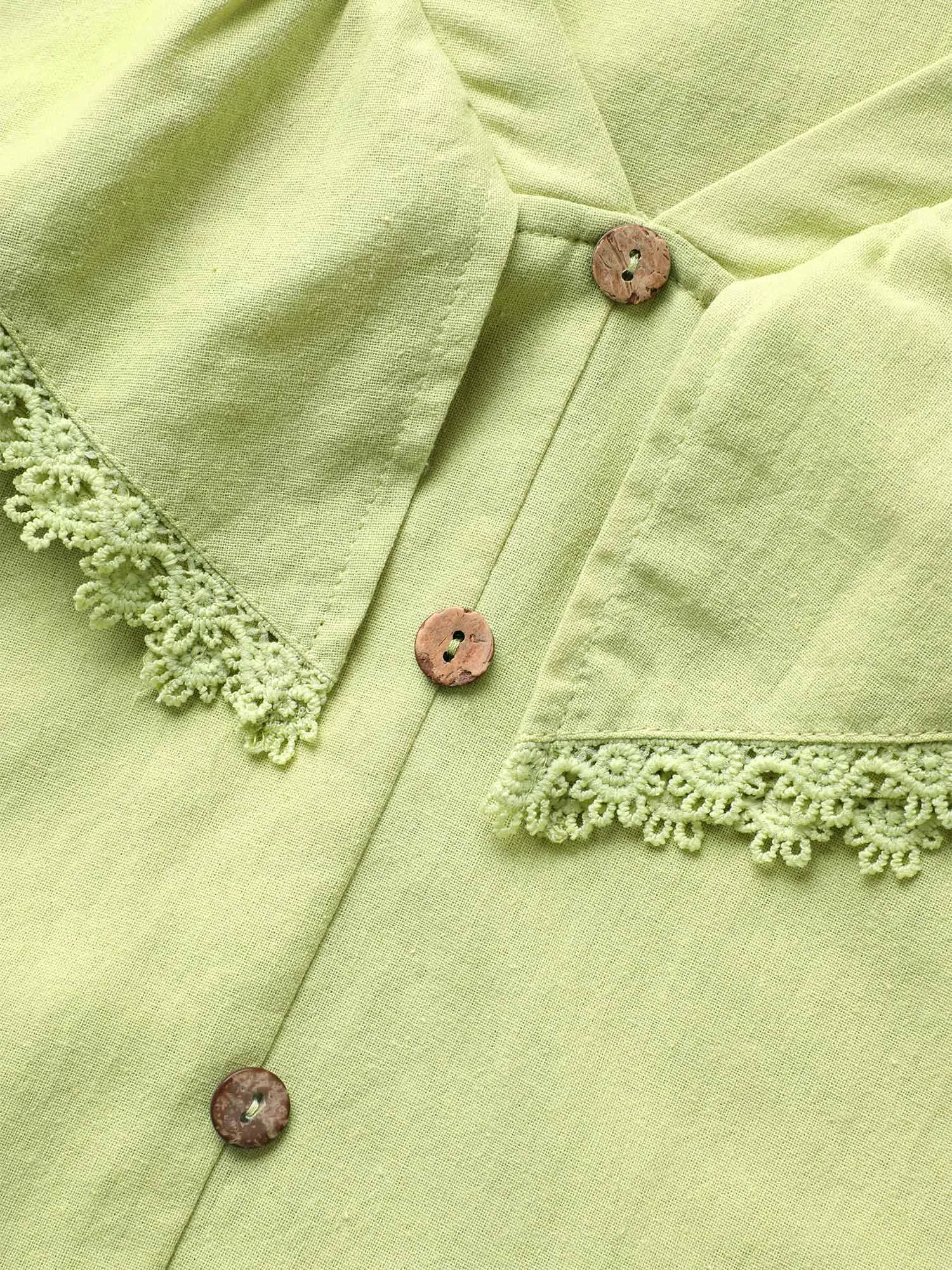 Lace Patchwork Button Detail Tiered Ruffles Dress sold by Bloomchic product image thumbnail 5