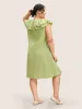 Lace Patchwork Button Detail Tiered Ruffles Dress sold by Bloomchic