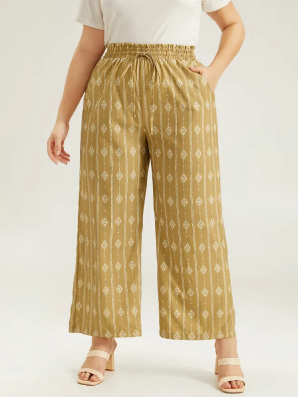 Boho Print Drawstring Elastic Waist Pants sold by Bloomchic