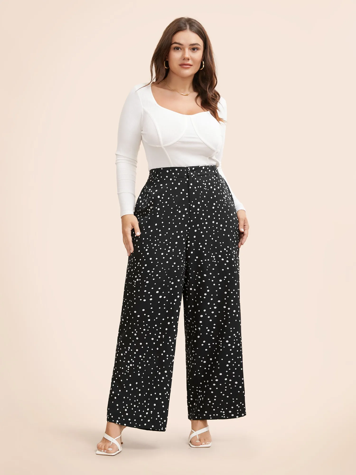 Polka Dot Mid Rise Wide Leg Pants sold by Bloomchic product image thumbnail 2