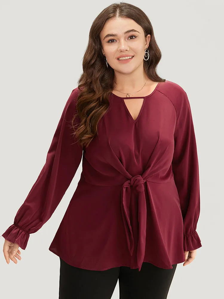 Anti-Wrinkle Twist Front Keyhole Ties Blouse sold by Bloomchic product image thumbnail 3
