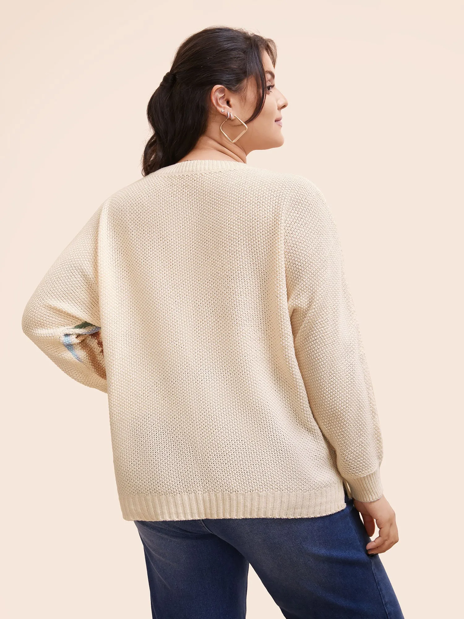 Crew Neck Contrast Striped Dolman Sleeve Pullover sold by Bloomchic product image thumbnail 2