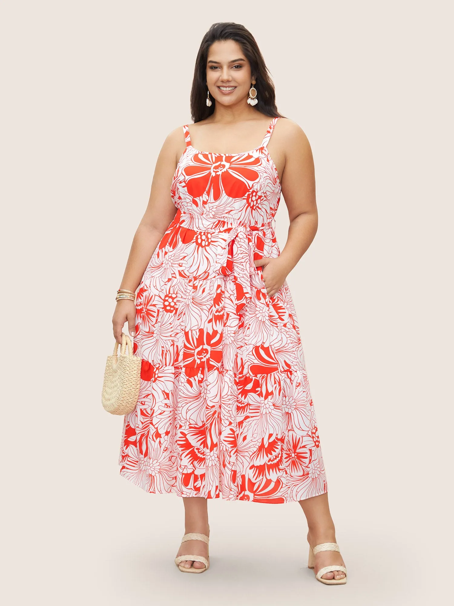 Flora Print Ruffle Layered Hem Cami Dress sold by Bloomchic product image thumbnail 2