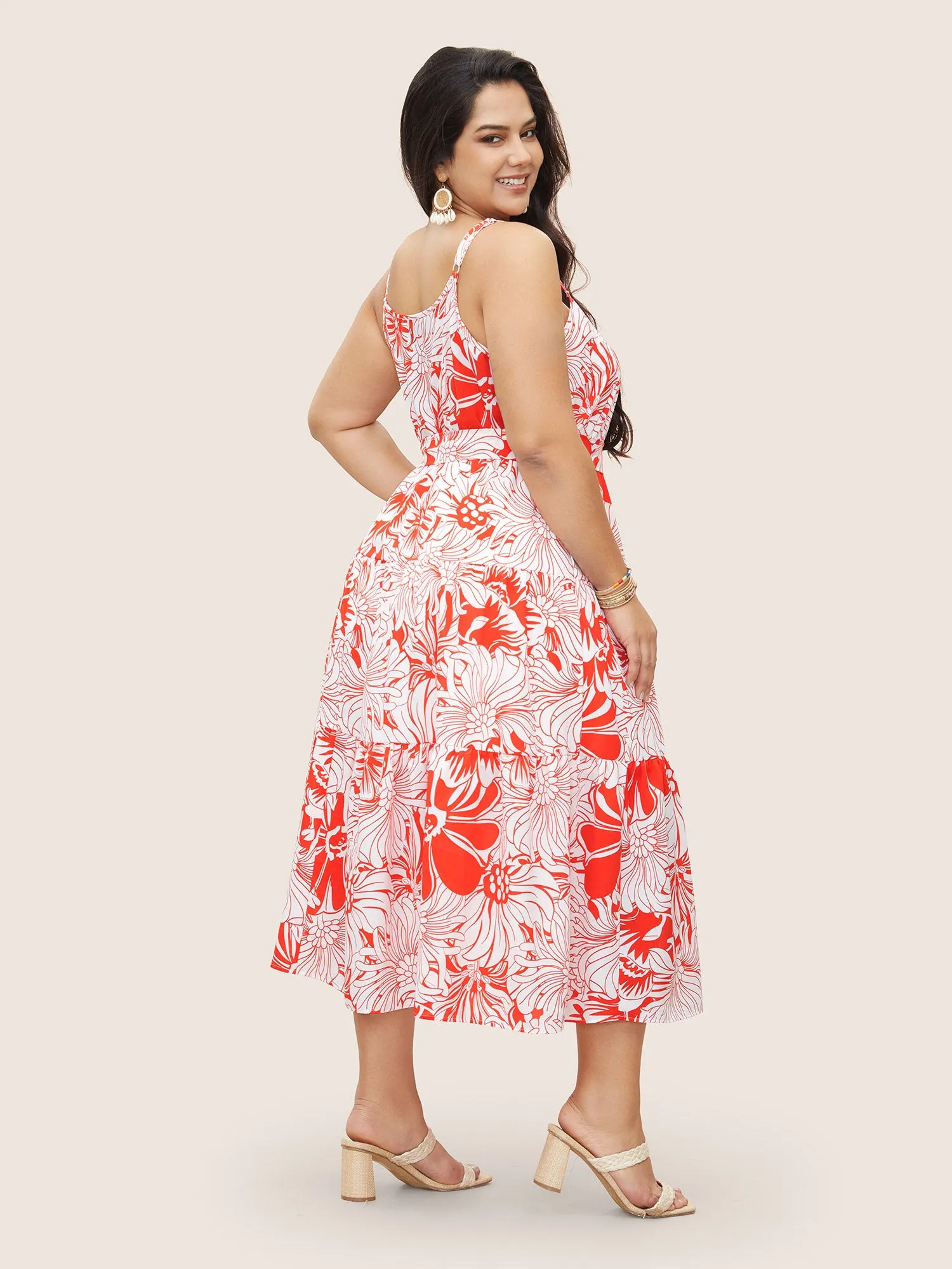 Flora Print Ruffle Layered Hem Cami Dress sold by Bloomchic product image thumbnail 3