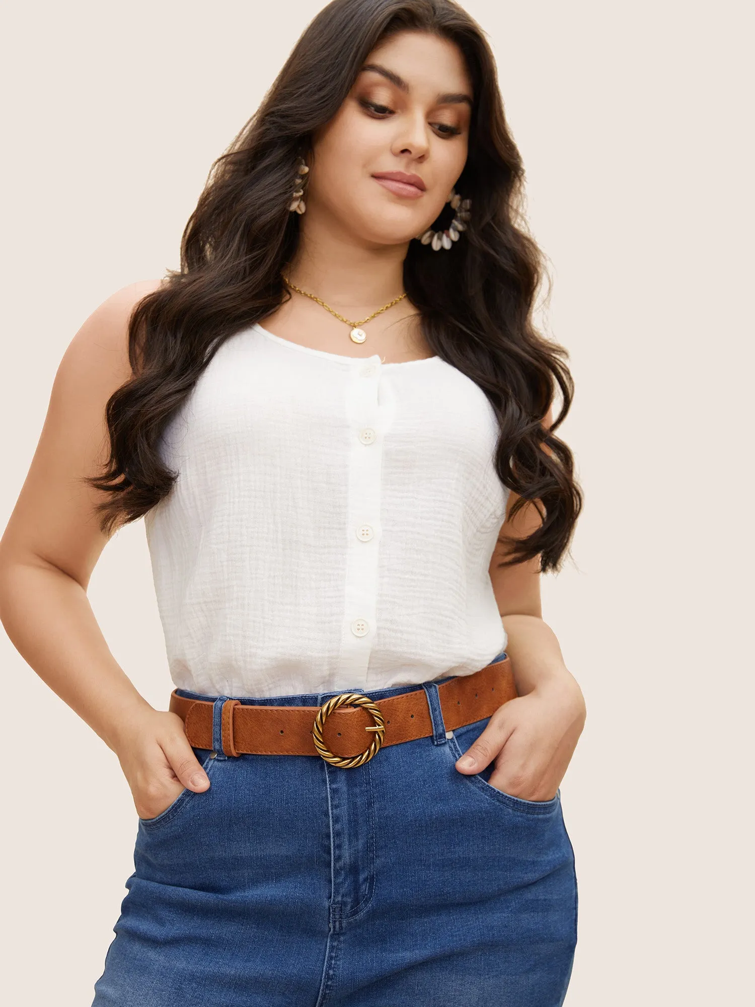 Twist Design Metal Buckle Belt sold by Bloomchic