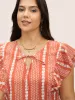 Boho Print Lace Panel Cap Sleeve Blouse sold by Bloomchic