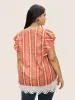 Boho Print Lace Panel Cap Sleeve Blouse sold by Bloomchic