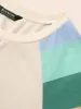 Multi-color Striped Sleeves Loose Fit T-shirt sold by Bloomchic