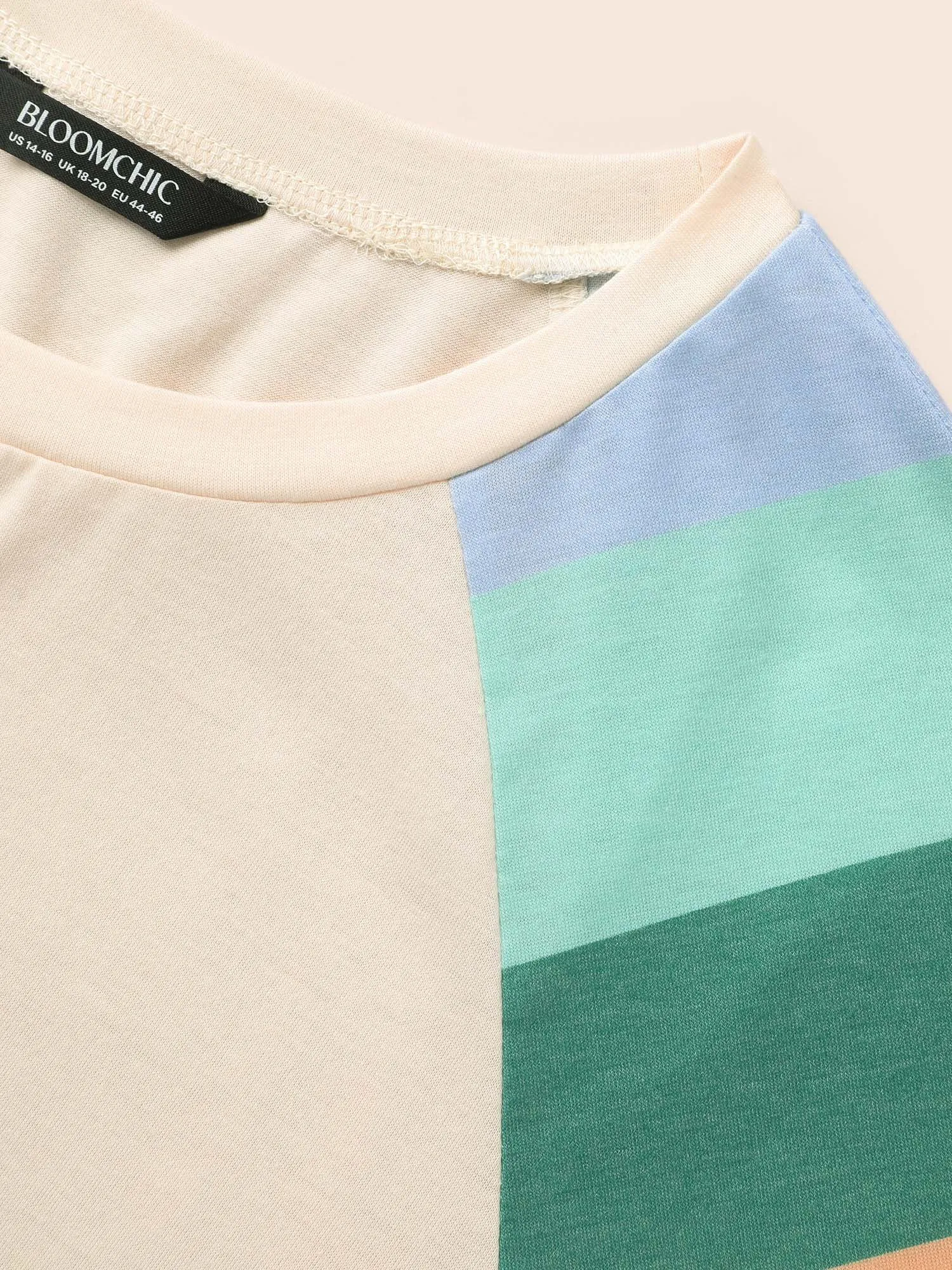 Multi-color Striped Sleeves Loose Fit T-shirt sold by Bloomchic product image thumbnail 5