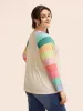 Multi-color Striped Sleeves Loose Fit T-shirt sold by Bloomchic