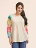 Multi-color Striped Sleeves Loose Fit T-shirt sold by Bloomchic
