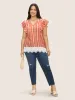 Boho Print Lace Panel Cap Sleeve Blouse sold by Bloomchic
