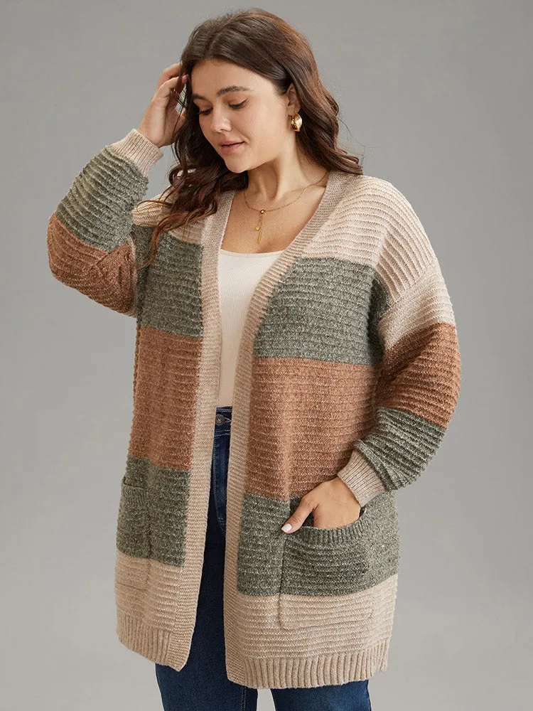 Plisse Colorblock Patched Pocket Open Front Cardigan sold by Bloomchic product image thumbnail 4