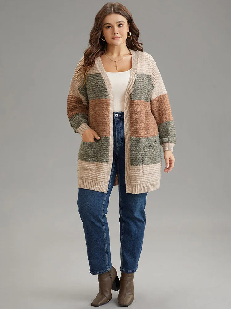 Plisse Colorblock Patched Pocket Open Front Cardigan sold by Bloomchic product image thumbnail 5