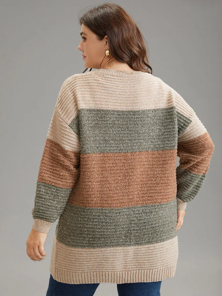 Plisse Colorblock Patched Pocket Open Front Cardigan sold by Bloomchic product image thumbnail 2