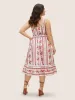 Heart Neckline Boho Print Shirred Cami Midi Dress sold by Bloomchic