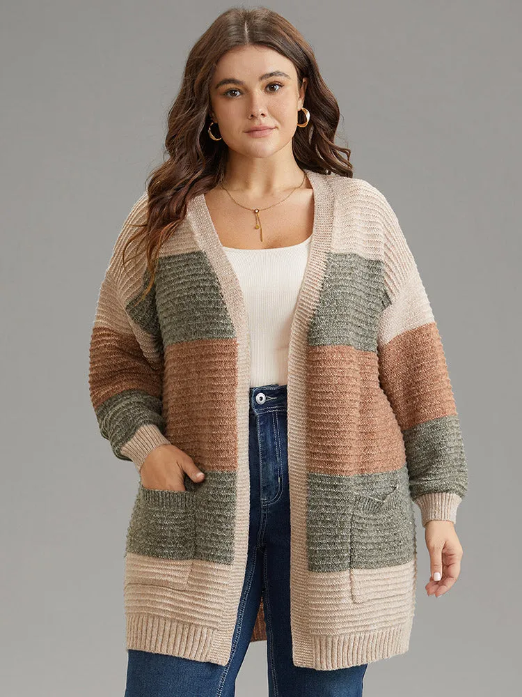 Plisse Colorblock Patched Pocket Open Front Cardigan sold by Bloomchic product image thumbnail 3